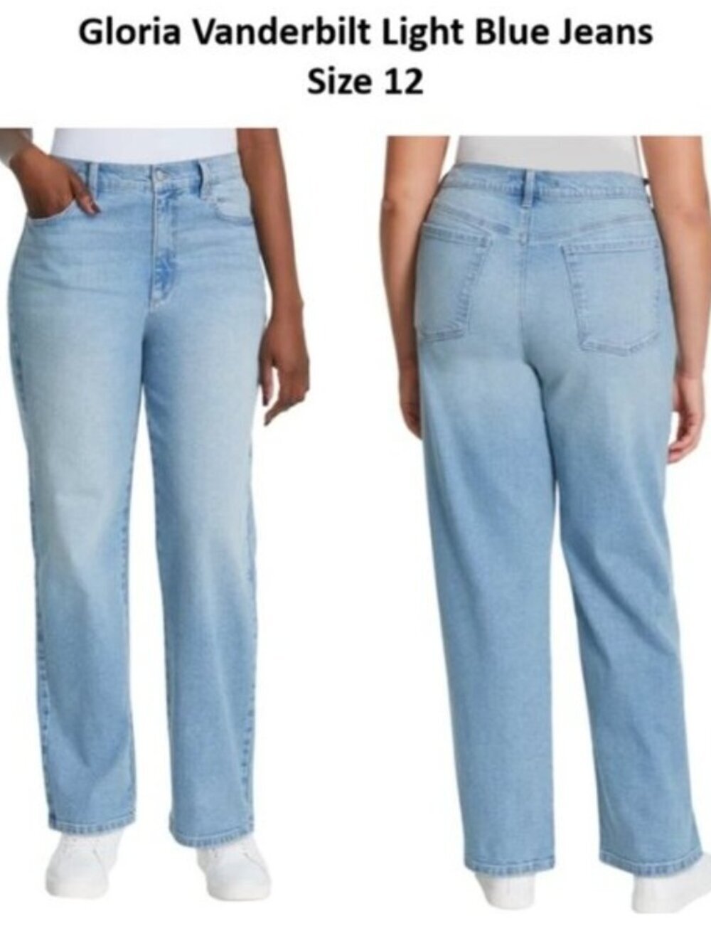Gloria Vanderbilt Women’s Size 12 Relaxed Straight Leg High Rise Jean Light Blue